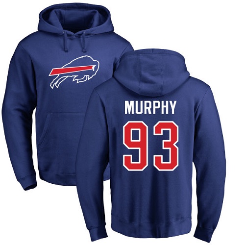 Men NFL Buffalo Bills #93 Trent Murphy Royal Blue Name and Number Logo Pullover Hoodie Sweatshirt